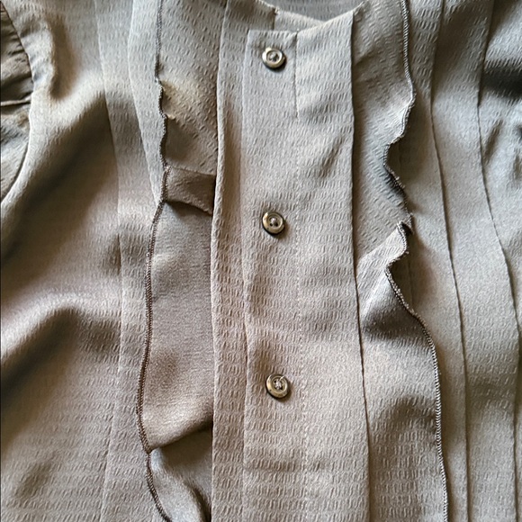 Express Black Button-Up Ruffle Top - Picture 3 of 5